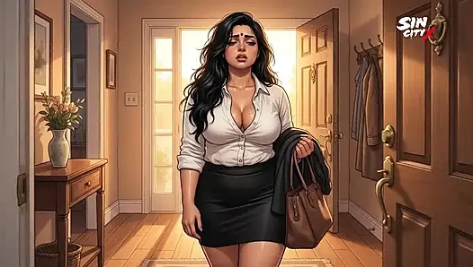 Возбужденную офисную тетушку Priya соблазнил молодой массажист - полный массажный трах