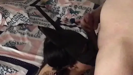 Stepfather impregnates his stepdaughter in a missionary position, opens her legs and ends up ejaculating inside her