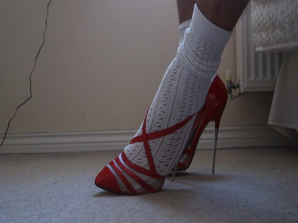 New Red High Heels with Cross Strap