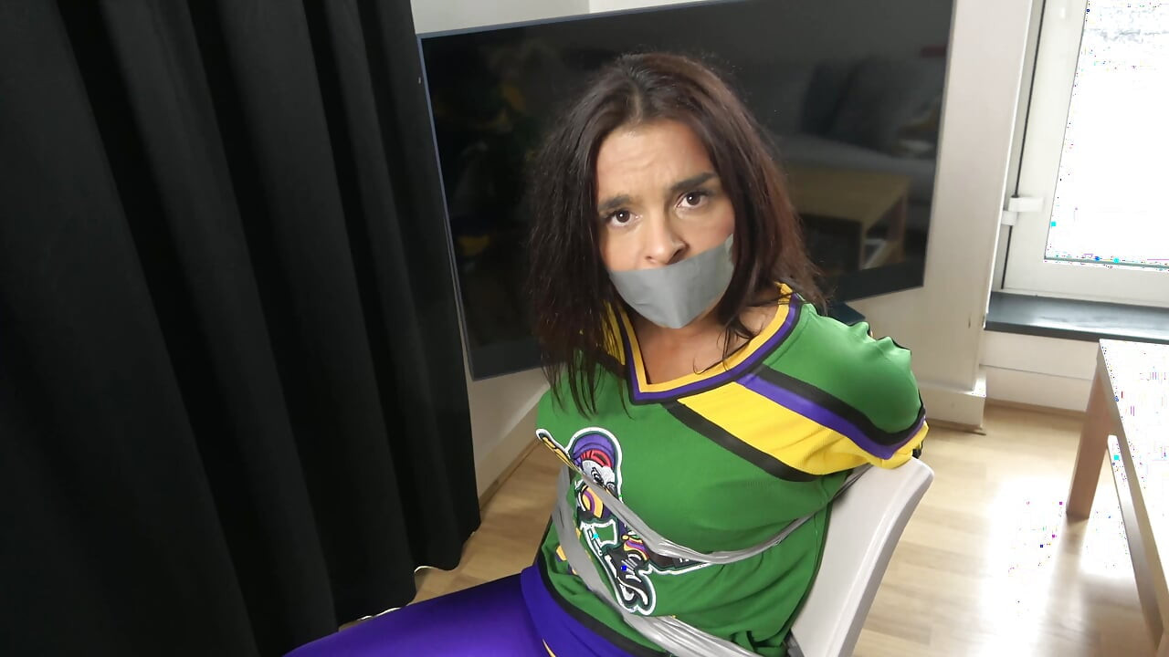 Latina in: Hockey Team Member Taped up to a Chair and Tape Gagged! (4k)