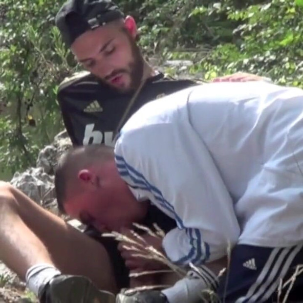 Sex humiliation for 2 sneaerboys in river cruising outdoor