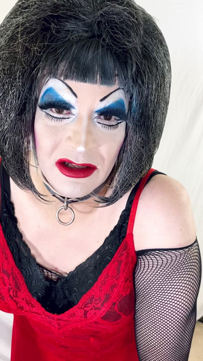 Drag Queen Sissy in Heavy Makeup needs a Man....