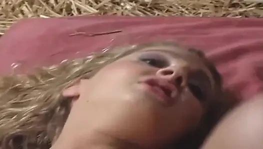 Blonde Vixen Stretched Wide in Barn Doggy Pounding