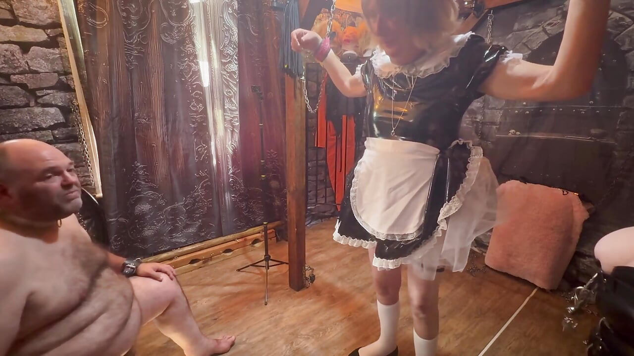 Part 5:- Domina Satana Takes Booboo and Maid Jayne in the Dungeon Before He Goes to Wales.