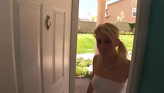 Interracial video with Brittany Angel with golden hair being