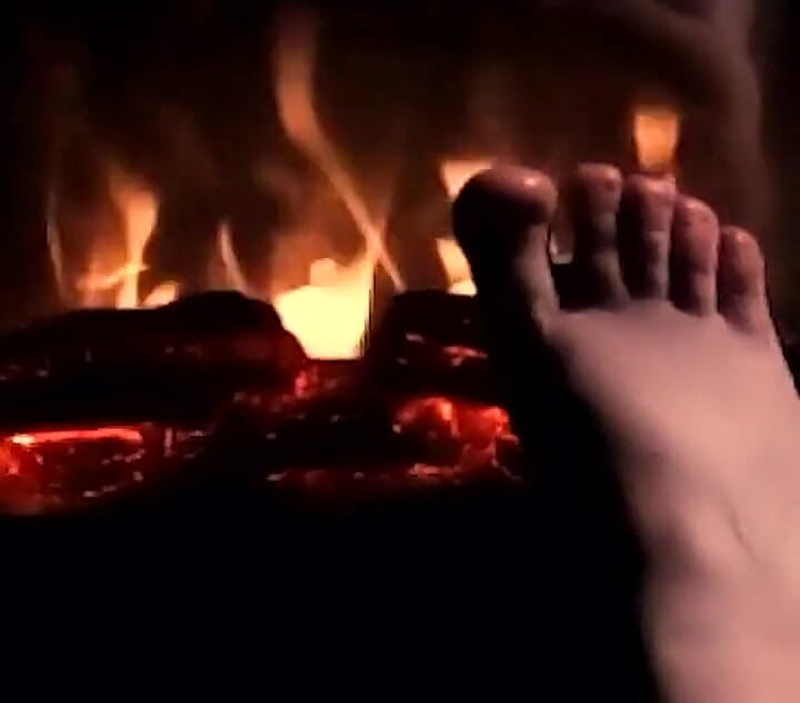 Warming My Feet on the Fire so They Get Warm and Sweaty for Your Cock and Balls