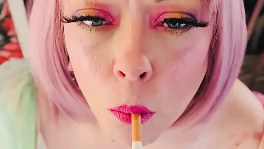 A Pretty Princess, Tina Snua , Chainsmokes 2 Cork Cigarettes - Dangling Snap Inhales Drifting Smoke