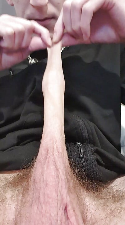 Stretching My Big Uncut Cock