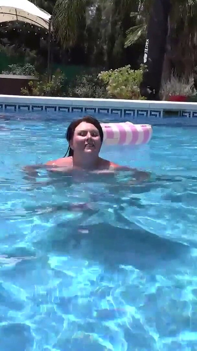 Busty Redhead MILF JoJo Robinson Goes Skinny Dipping in the Pool | Clip 2