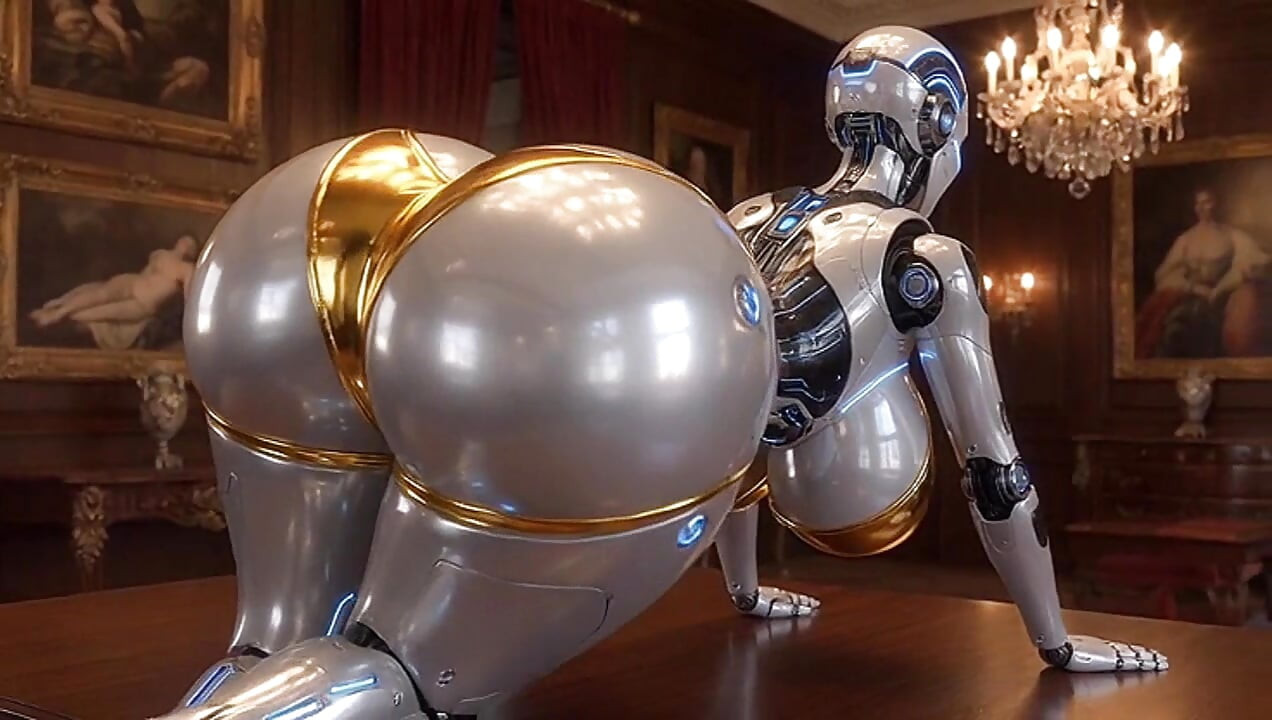 曲線玲瓏的性愛機器人展示如何騎大雞巴