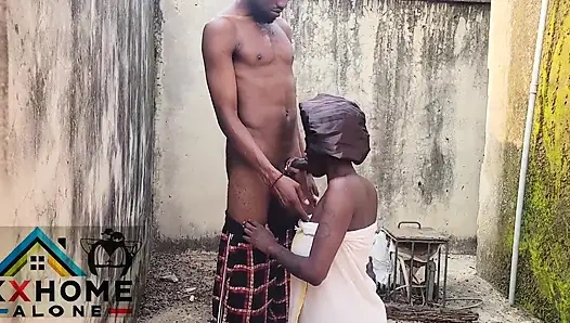 Sex Addicted Nasty Bitch Fuck Her Husband Brother Outside Behind the Window