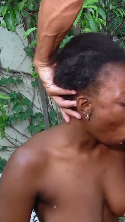 White Boss Plants Seed Deep In Ebony Gardener Throat in Real Amateur Outdoor Throatpie | Clip 1