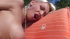 Nikky Blond Masturbating Outdoors by the Pool