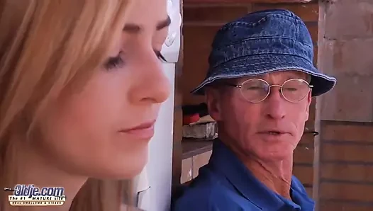 Old and young - Grandpa fucks beautiful teen and cums in her mouth