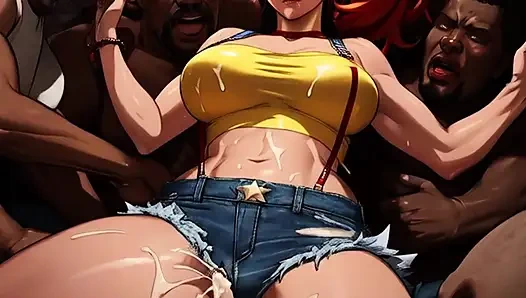 Rothaarige misty hört auf, pokemon zu spielen & bekommt BBC in einer mosh Grube !!