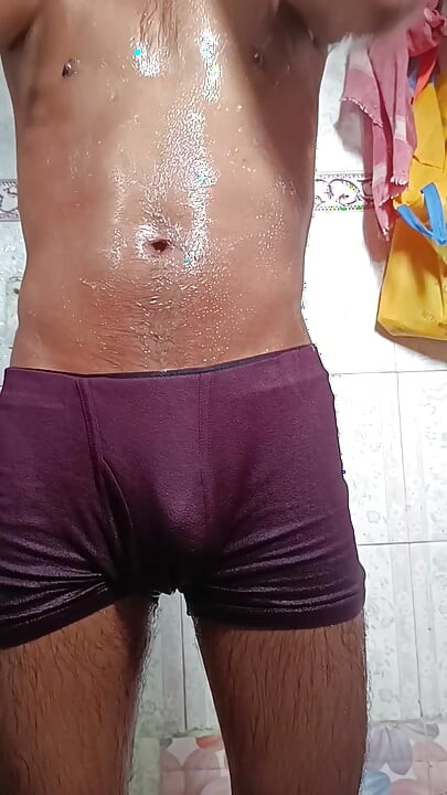 Handsome CUM  in underwear and bathing while moaning
