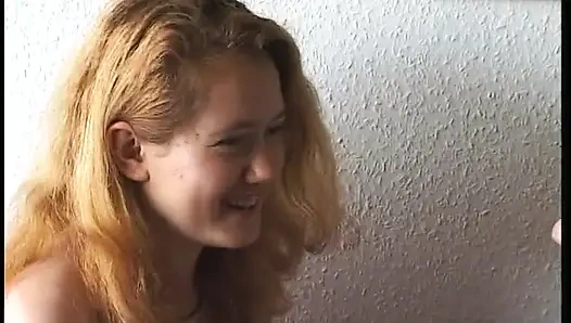 Ginger teen with big boobs and hairy pussy gets naked at casting