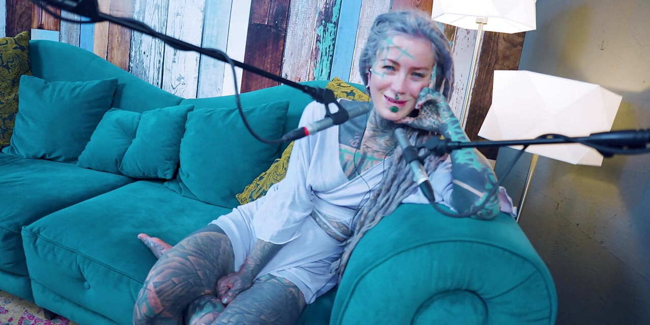 I talk about P - Passion - ASMR podcast SFW talking goth skinny girl dreadlocks tattoo model inked girl