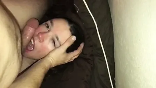 Pinning a whore down and fucking her face