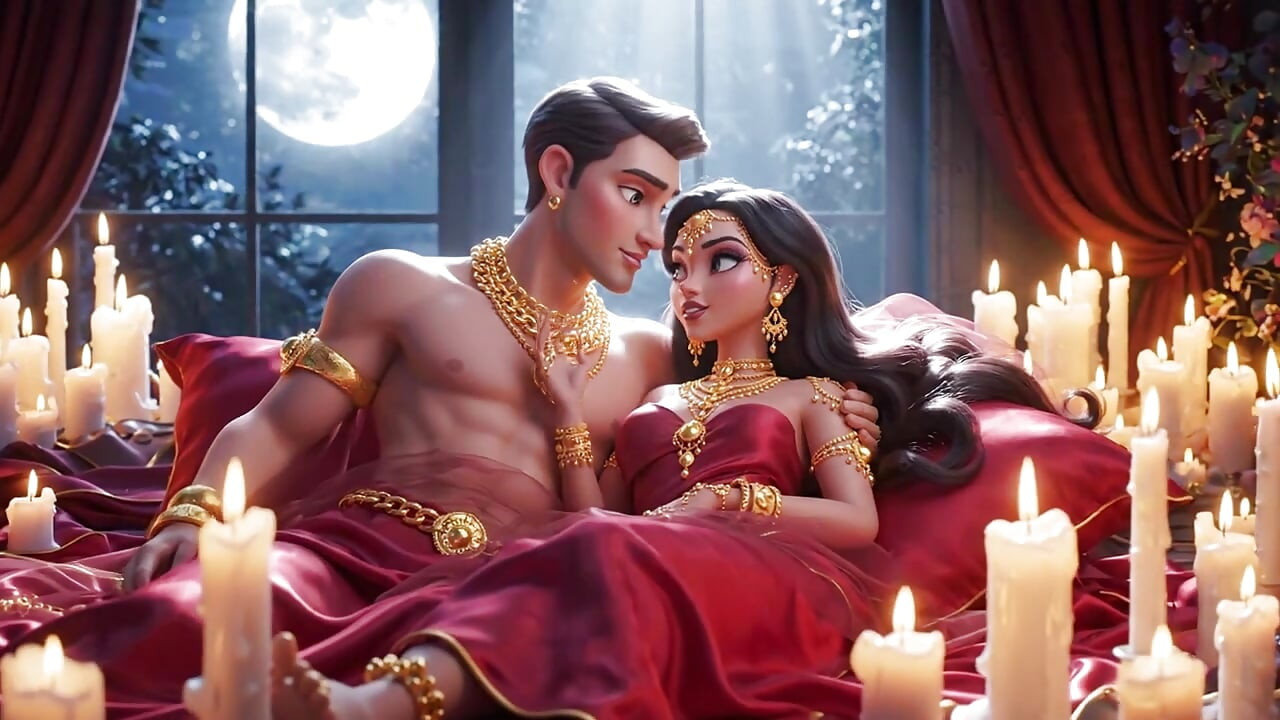 Royal Cartoon Couple Hot Night Passion Samling - Gullsmykker Animert Sensuell Romantikk