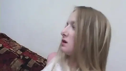 Horny babe enjoys the felling of a hard pole penetrating her tight pussy