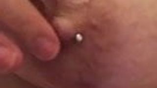 My cum princess's pierced nipple play
