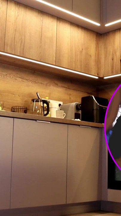 Emotional moment from "Hot petite skinny blonde girlfriend is in the kitchen teases me with her pink pull over"