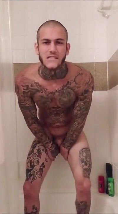 Tat gay under the shower