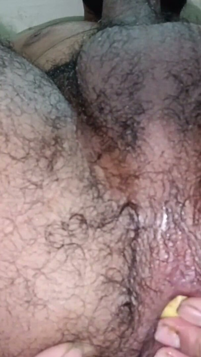 After a long time a boy plays with potato in the ass and cum comes out from the penis | Clip 1