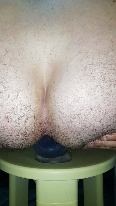 Big and wide extreme dildo dilating my ass to the bottom close-up, my ass very broken and open riding dildo extra big and wide