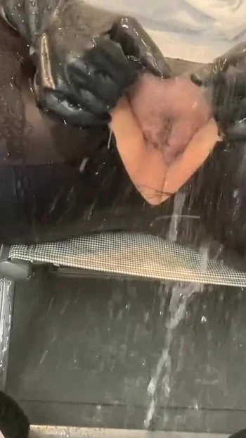 Powerful moment from "Shower Masturbation and Pissing in Leggings and PVC Boots"