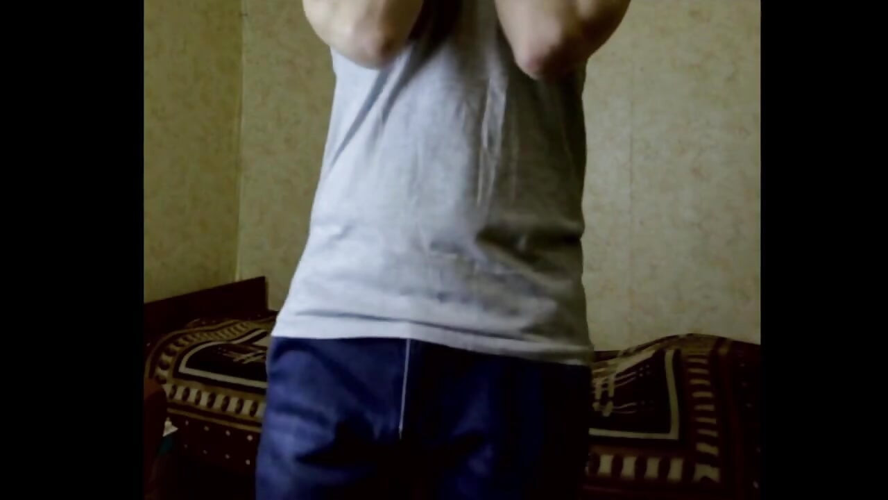 A guy with an imperfect body twirls in front of the camera in different outfits and shows his underwear.