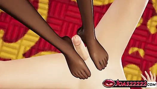 Sexy japanisches mädchen ishimaru Maki - 3D Animation mit heißem schlampigem blowjob, intensivem kehlenfick-service und footjob-fetisch