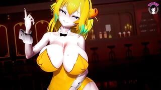 Traje de conejita sexy amarillo - Bailando (HENTAI 3D)