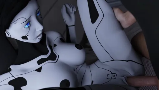 Projekt Passion, doigtage hardcore et baise une fille robot à forte poitrine avec une énorme éjaculation