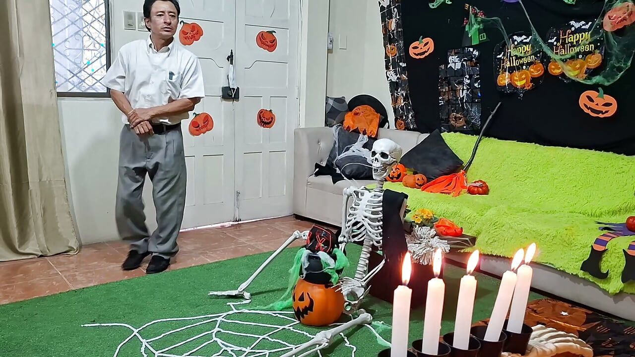 Fucking a beautiful busty and big-assed witch on Halloween