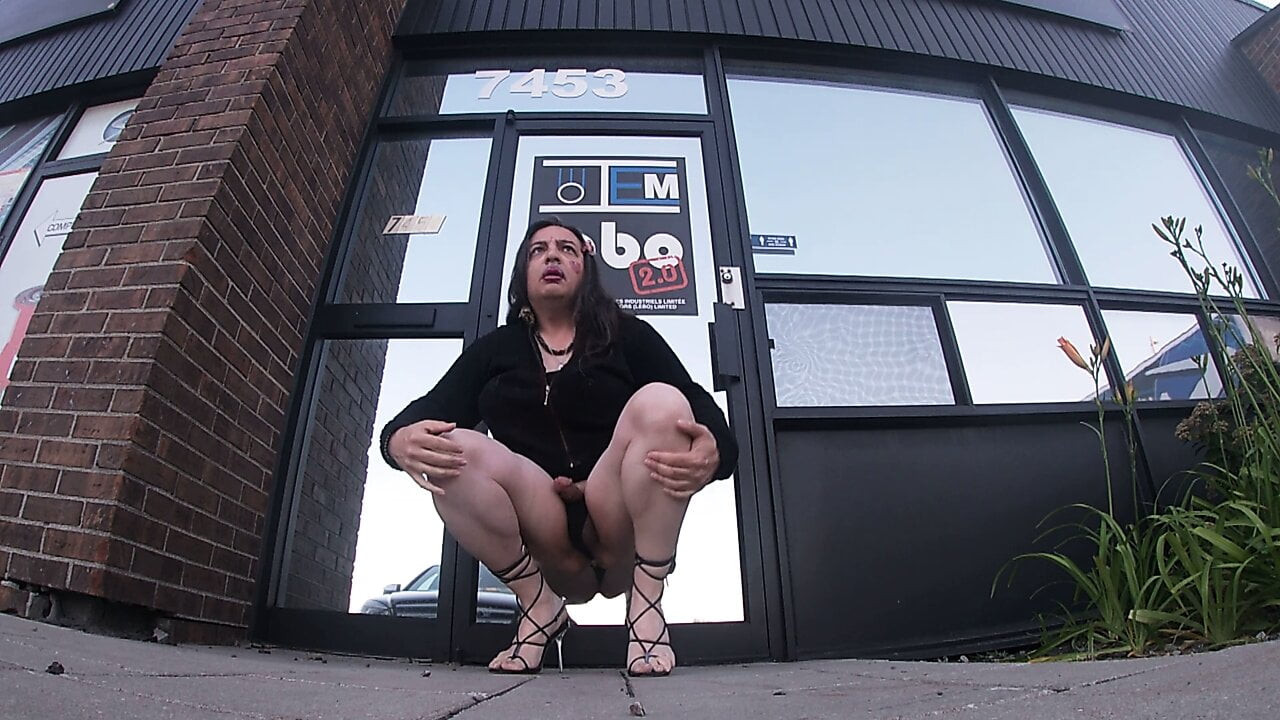 CD TV in Black MIni skirt outdoors in the Morning day time fun