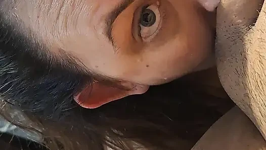 Ass licking, balls getting sucked, cum getting licked, and finally a deep throat.