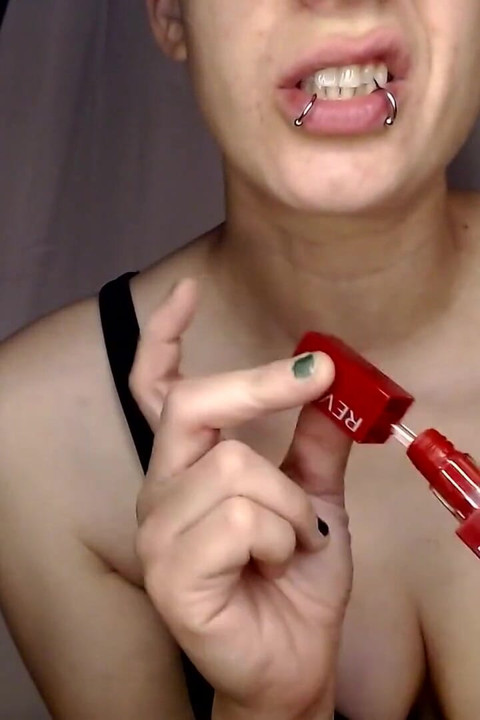 Thick Red Lipstick Application