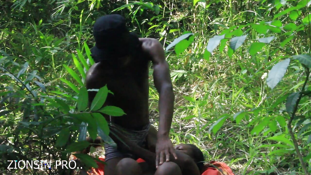 African girl in search of firewood in the bush got fuck by a bush man