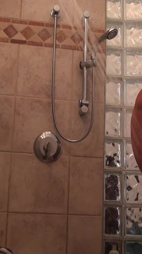 Watching his hot girlfriend taking a shower gets his cock hard and ready for action | Clip 1