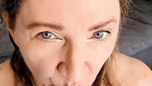 Mature cougar with huge tits seduce you and suck your cock POV