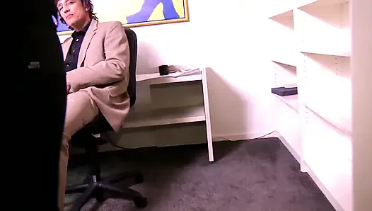 Horny babe collects cumshots from office to office