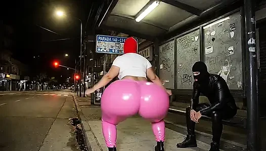 Big Ass Girl in Tight Pink Leggings Gets Stared at in Public