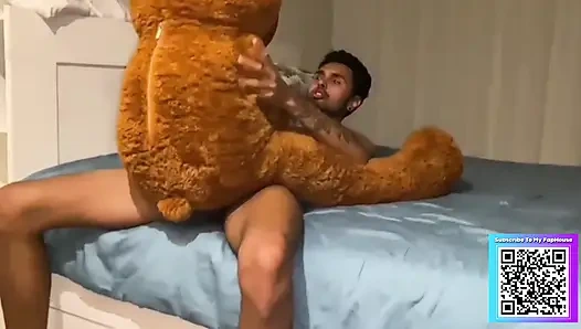 Fucking my teddy bear until I give it milk.