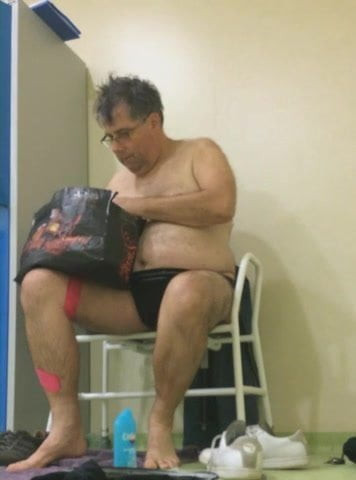 Cute daddy takes a shower