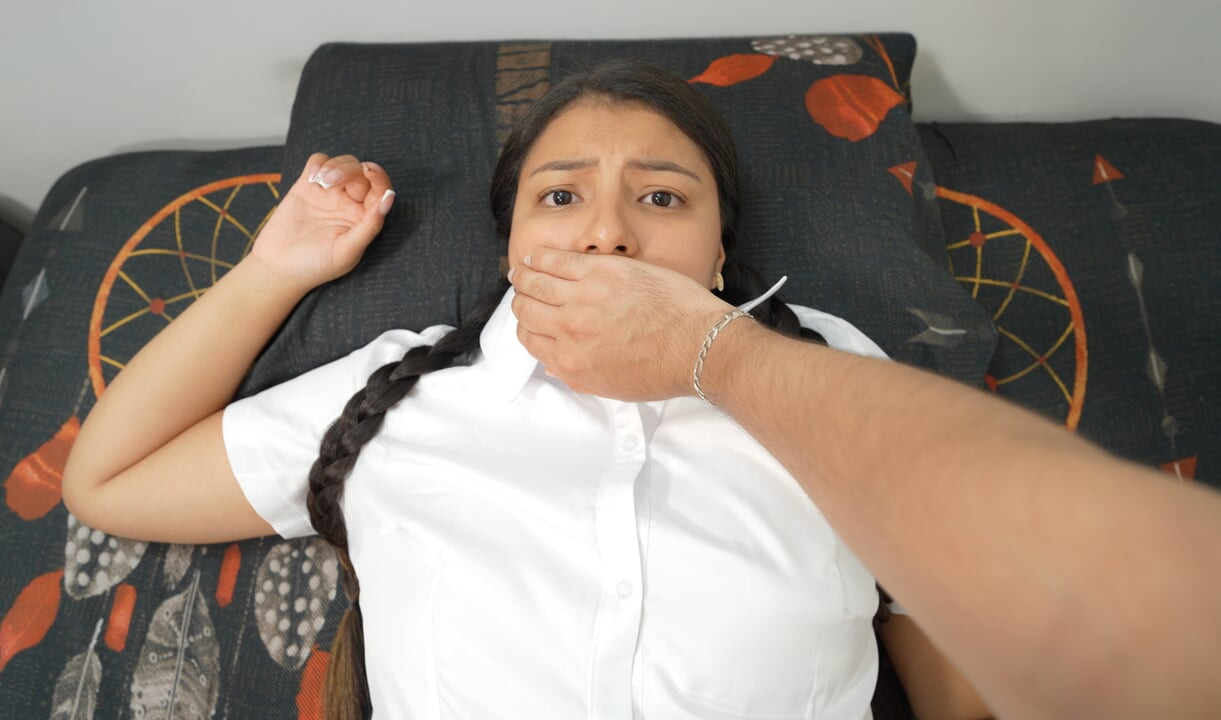 Shh, shh, don't scream! – Stepsister gets fucked by her stepbrother when they're home alone.