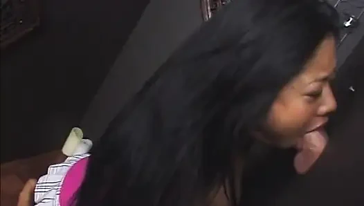 Big Boobed Asian Whore Gets a Facial After Gloryhole Blowjob