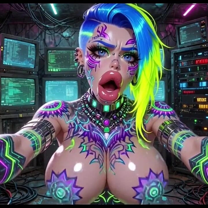 Femei în stilul Cyberpunk cu țâțe săltărețe, animație Ai