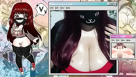 Goth hotwife mit dicken titten beobachtet hentai (Nagachichi Nagai-san) beim spielen mit einem großen schwanz